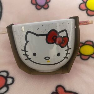 Hello Kitty White Bowl with Red Bow Design